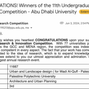 Palestine Polytechnic University (PPU) - طلبة كلية الهندسة يحصدون المرتبة الثالثة في مسابقة البحث والابتكار الجامعية الحادي عشر -أبو ظبي